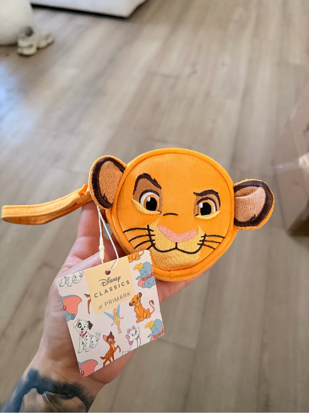 Disney Yellow-Orange Simba Face Wristlet Coin Pouch